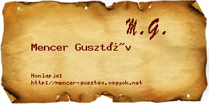 Mencer Gusztáv névjegykártya